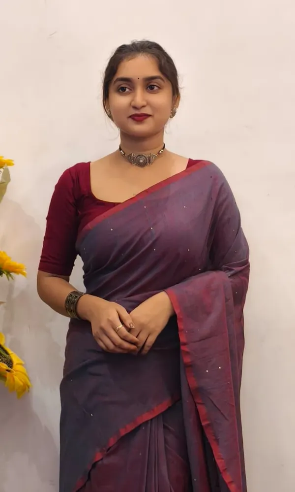 Burgundy_Masrise_Cotton_Embellished_Saree_For_Women