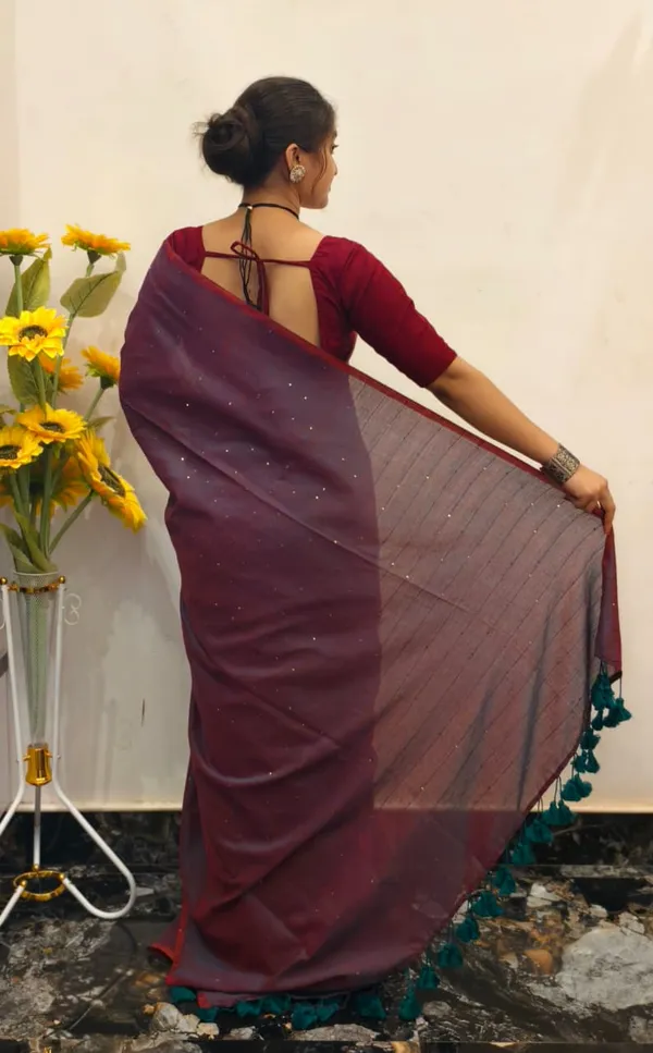 Burgundy_Masrise_Cotton_Embellished_Saree_For_Women