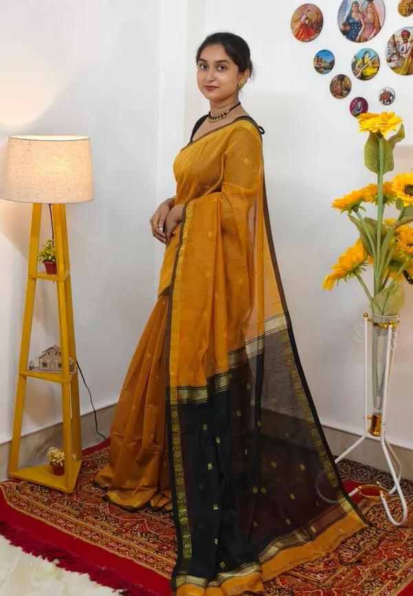 Mustard_Yellow_semi_maheshwari_saree_
