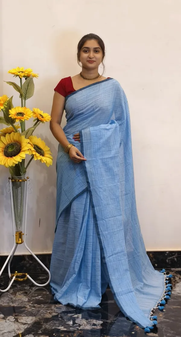 Light_Blue_Masrise_Cotton_Textured_Saree_For_Women