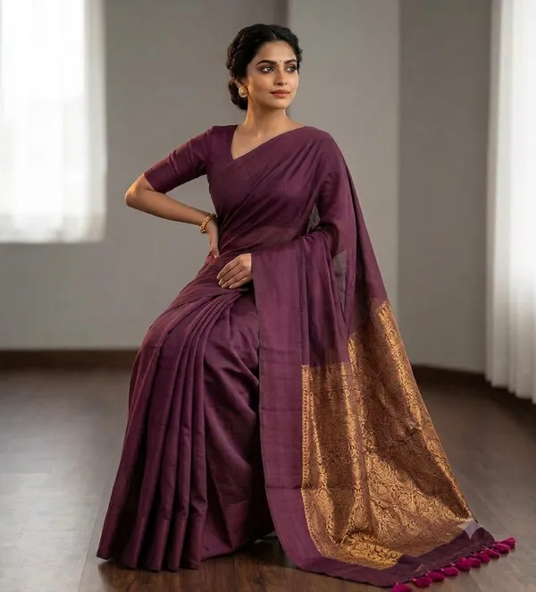Maroon_Masrise_Cotton_Woven_Tassel_Saree_For_Women