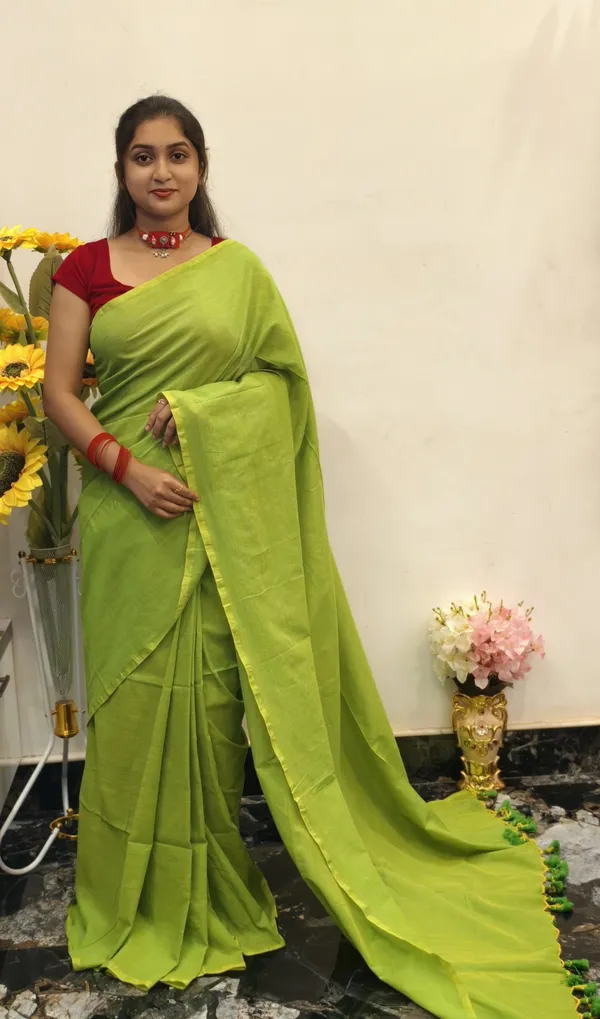 Lime_Green_Masrise_Cotton_Traditional_Saree_For_Women