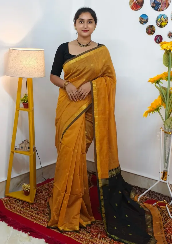 Mustard_Yellow_semi_maheshwari_saree_