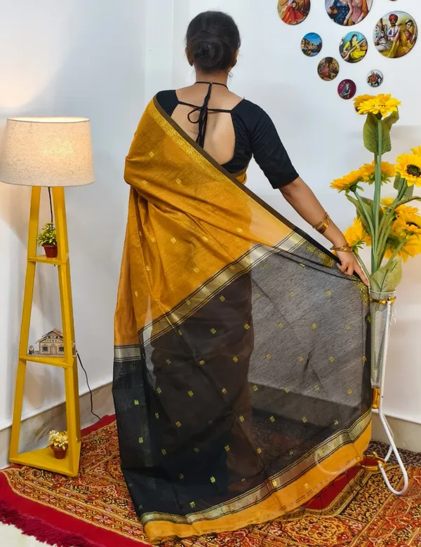 Mustard_Yellow_semi_maheshwari_saree_