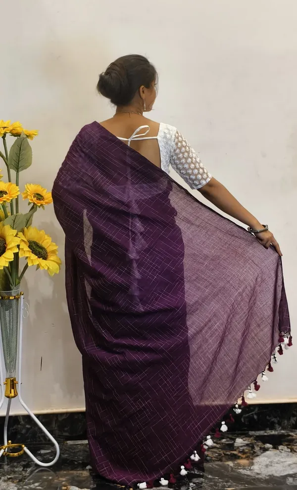 Purple_Masrise_Cotton_Grid_Pattern_Saree_For_Women
