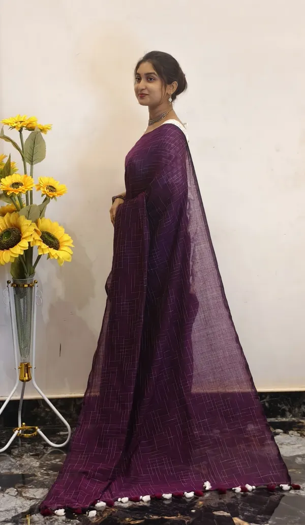Purple_Masrise_Cotton_Grid_Pattern_Saree_For_Women