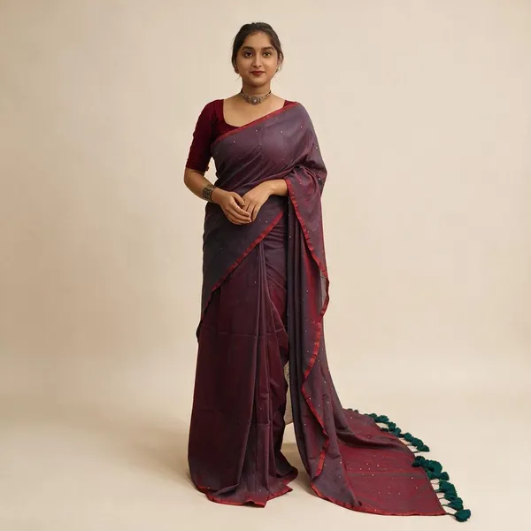 Burgundy_Masrise_Cotton_Embellished_Saree_For_Women