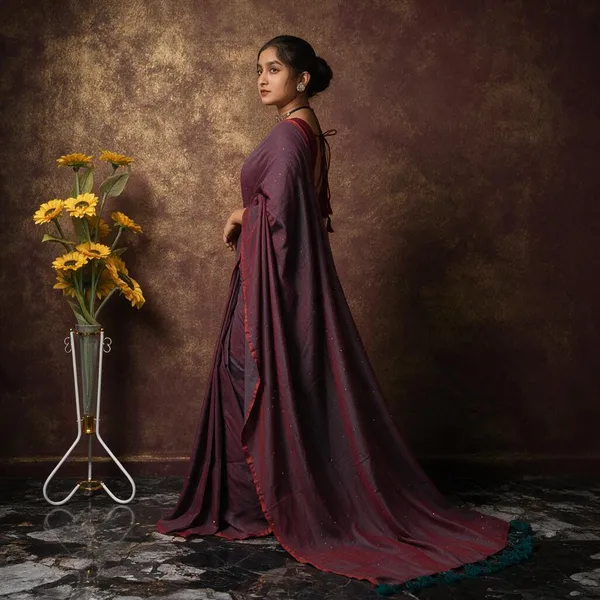 Burgundy_Masrise_Cotton_Embellished_Saree_For_Women