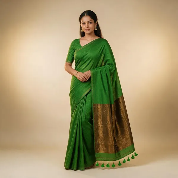Green_Masrise_Cotton_Woven_Brown_Gold_Pallu_Saree_For_Women