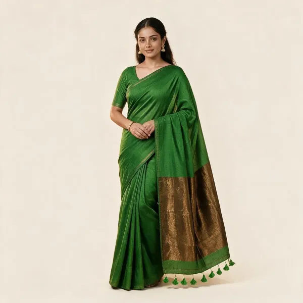 Green_Masrise_Cotton_Woven_Brown_Gold_Pallu_Saree_For_Women