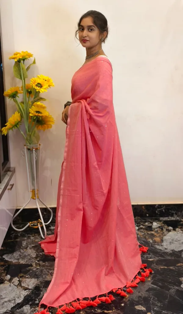 Pink_Masrise_Cotton_Sequin_Saree_For_Women