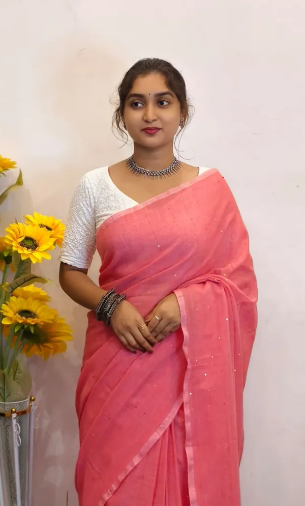 Pink_Masrise_Cotton_Sequin_Saree_For_Women