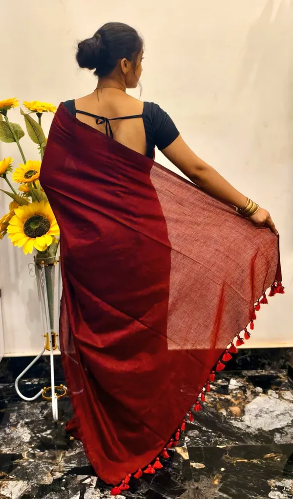 Maroon_Masrise_Cotton_Textured_Saree_For_Women