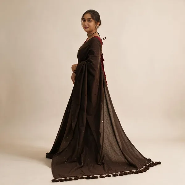 Brown_Masrise_Cotton_Embellished_Saree_For_Women