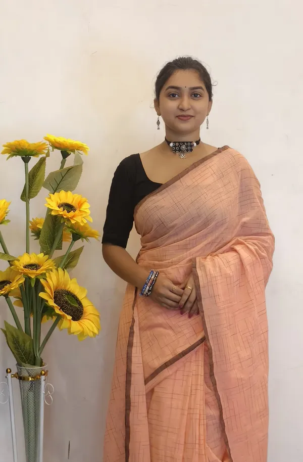 Peach_Masrise_Cotton_Woven_Pattern_Saree_For_Women