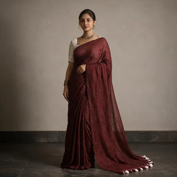 Maroon_Masrise_Cotton_Textured_Saree_For_Women
