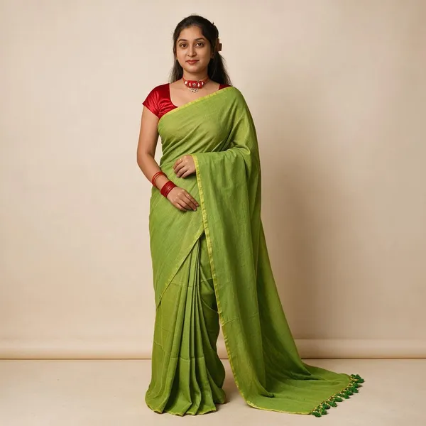 Lime_Green_Masrise_Cotton_Traditional_Saree_For_Women