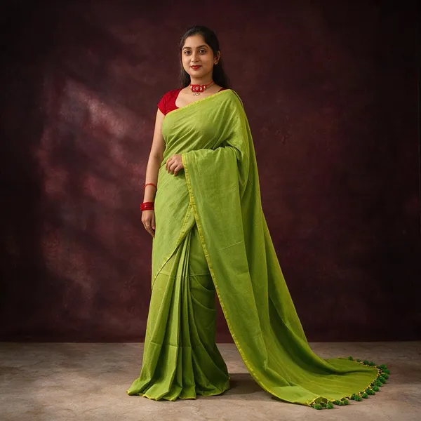 Lime_Green_Masrise_Cotton_Traditional_Saree_For_Women