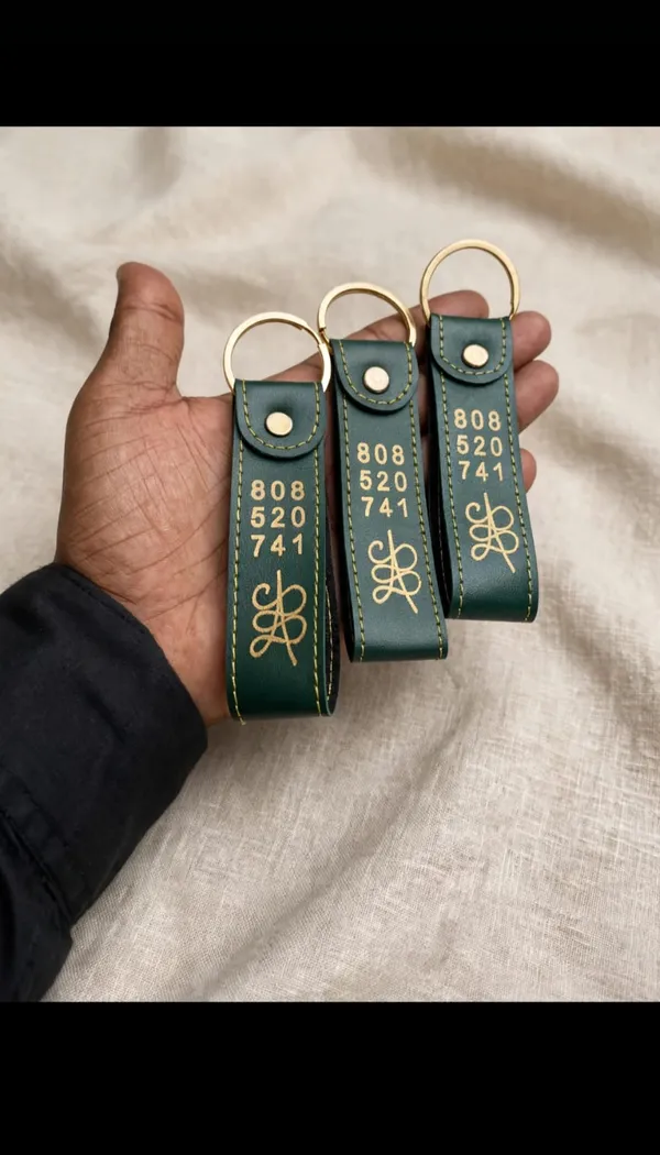 Green_Faux_Leather_Printed_Keychain_Set_-_Pack_of_2