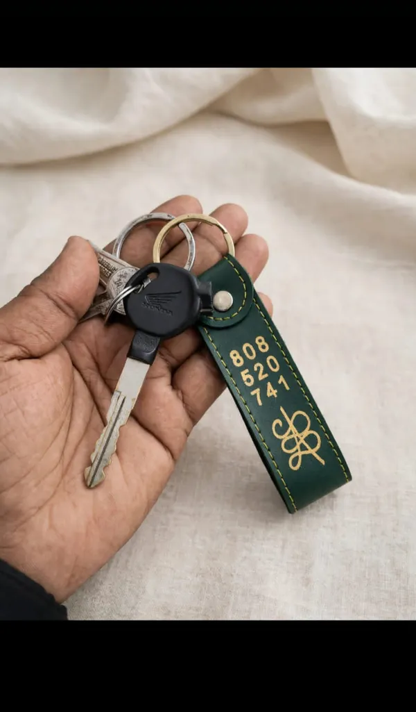 Green_Faux_Leather_Printed_Keychain_Set_-_Pack_of_2