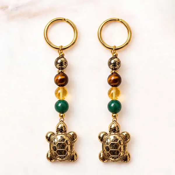 Multicolour_Gemstone_Beaded_Turtle_Charm_Keychain_-_Pack_of_2