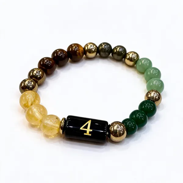 Multicolour_Crystal_Bead_Number_4_Bracelet_For_Unisex