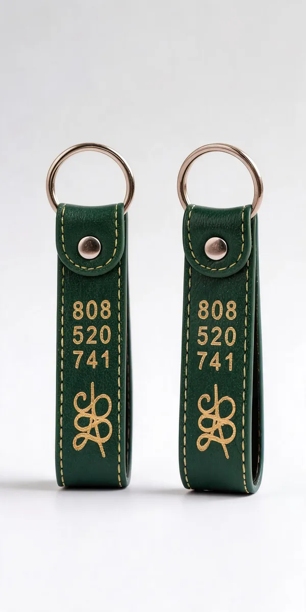 Green_Faux_Leather_Printed_Keychain_Set_-_Pack_of_2