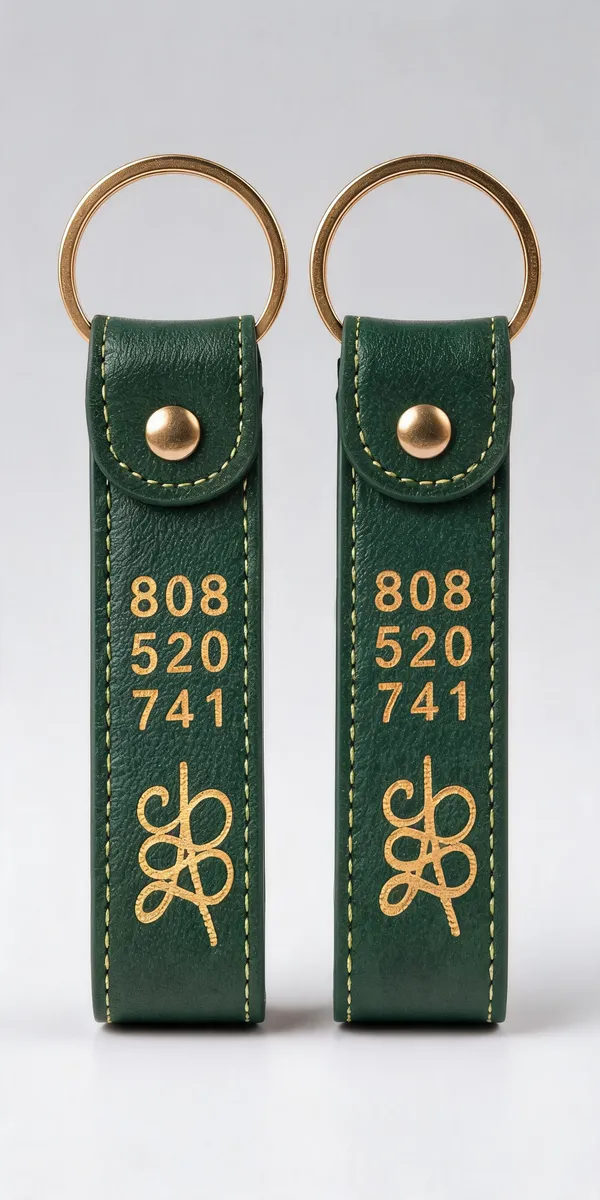 Green_Faux_Leather_Printed_Keychain_Set_-_Pack_of_2