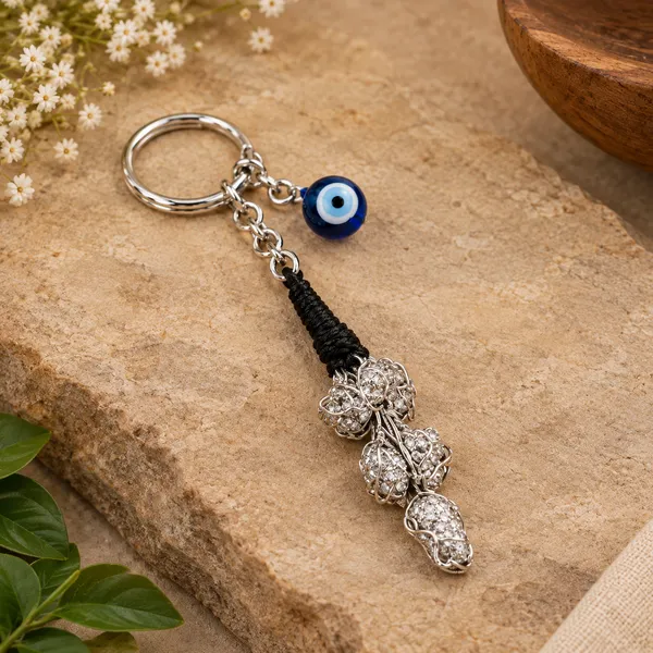 Blue_And_Black_Evil_Eye_Silver-Tone_Charm_Keychain_For_Unisex