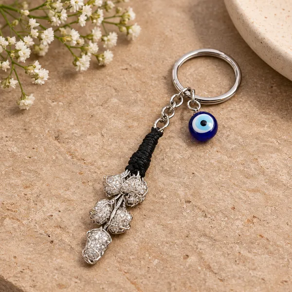 Blue_And_Black_Evil_Eye_Silver-Tone_Charm_Keychain_For_Unisex
