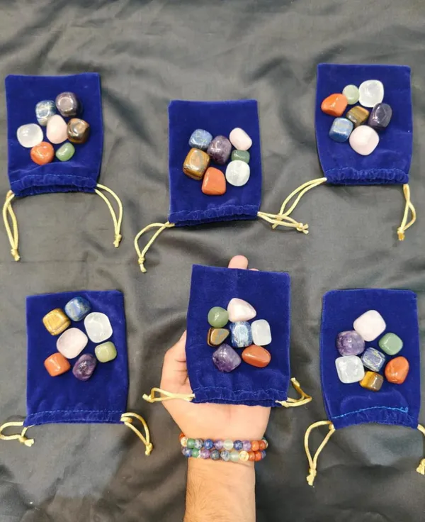 Multicolour_Polished_Stone_Collection_With_Blue_Velvet_Drawstring_Pouch