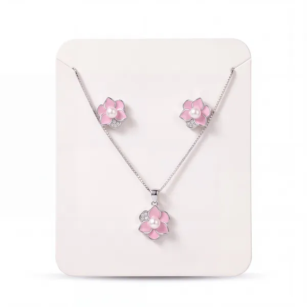 Silver_Tone_Floral_Necklace_And_Earrings_Set_for_Women