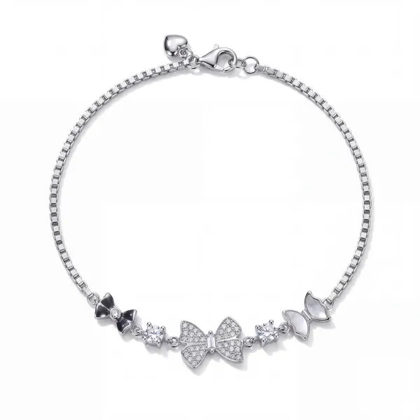 Platinum_Plated_925_Silver_Bow_Charm_Bracelet_for_Women