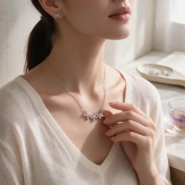 Silver-Tone_Floral_Necklace_Set_for_Women