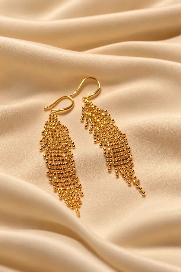 925_Silver_18K_Gold_Plated_Shimmer_Tassel_Drop_Earring_For_Women