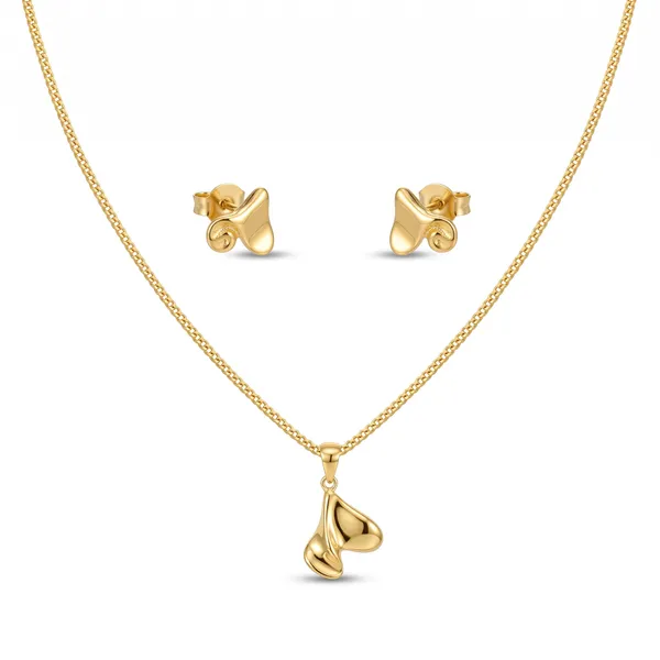 Gold_Tone_Pendant_Necklace_And_Earrings_Set_for_Women