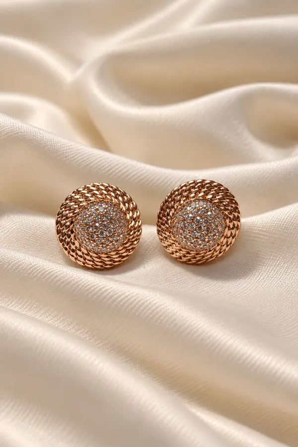 925_Silver_Rose_Gold_&_Cz_Hat_Shape_Stud_Earring_For_Women
