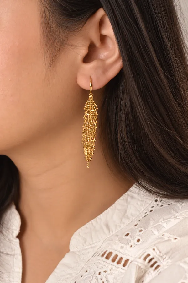 925_Silver_18K_Gold_Plated_Shimmer_Tassel_Drop_Earring_For_Women