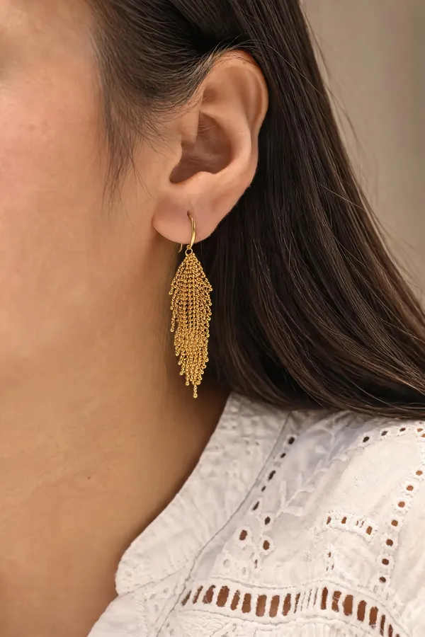 925_Silver_18K_Gold_Plated_Shimmer_Tassel_Drop_Earring_For_Women