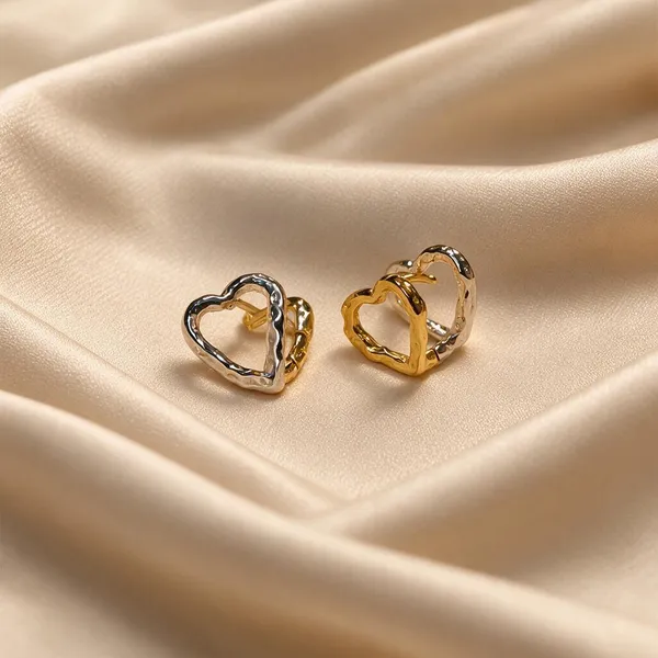 925_Silver_Twin_Heart_Gold_And_Silver_Finish_Earrings_for_Women