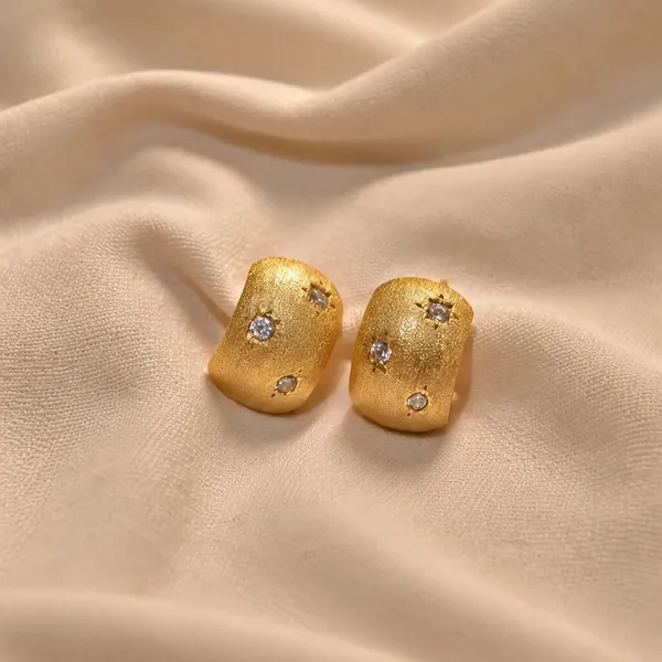 925_Silver_Brushed_Matte_Gold_Starburst_Huggies_Earring_for_Women