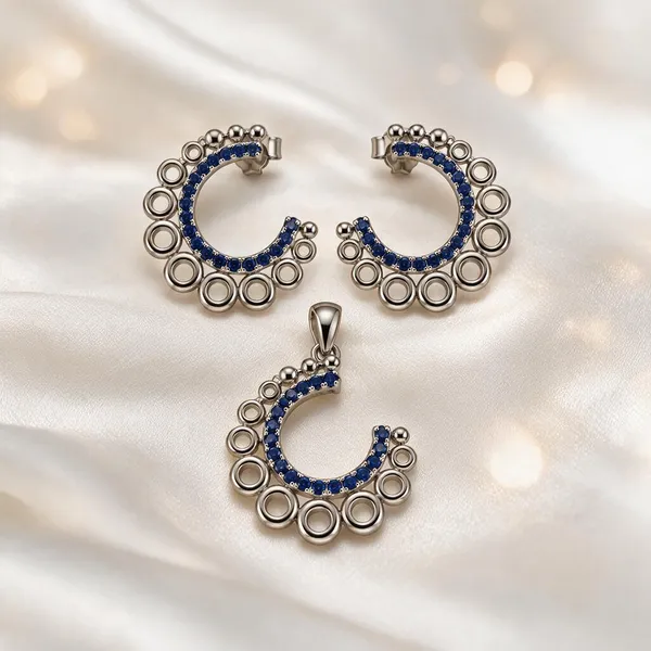 925_Silver_Horse_Shoe_Earrings_&_Pendant_Set_For_Women