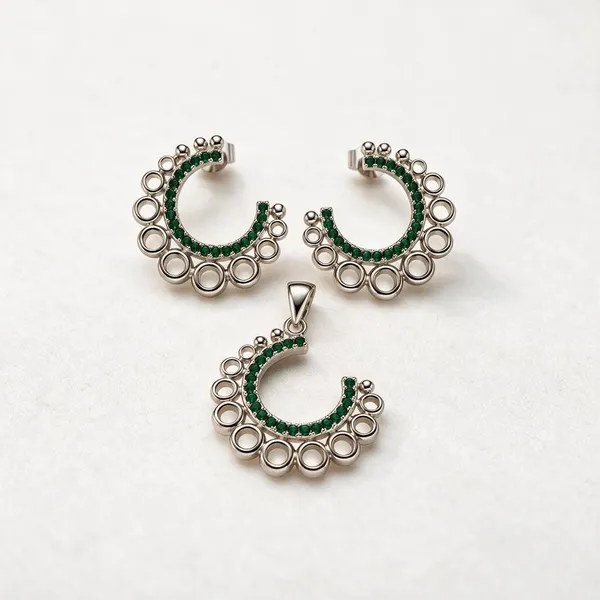 925_Silver_Emerald_Green_Crescent_Jewellery_Set_For_Women