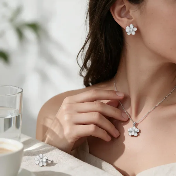 White_Floral_Necklace_And_Earrings_Set_for_Women