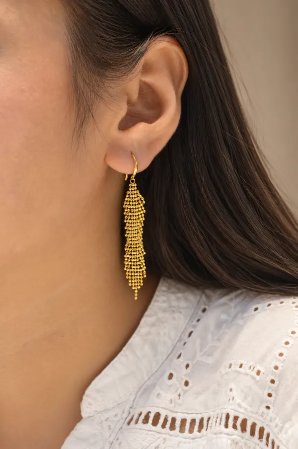 925_Silver_18K_Gold_Plated_Shimmer_Tassel_Drop_Earring_For_Women