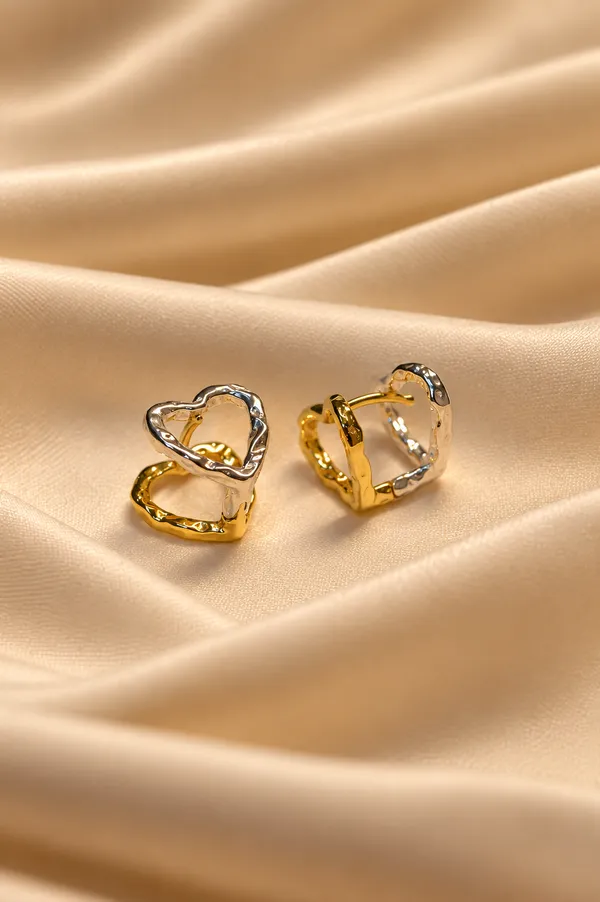 925_Silver_Twin_Heart_Gold_And_Silver_Finish_Earrings_for_Women