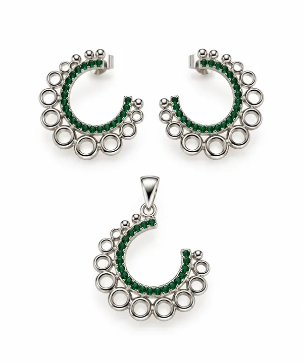 925_Silver_Emerald_Green_Crescent_Jewellery_Set_For_Women