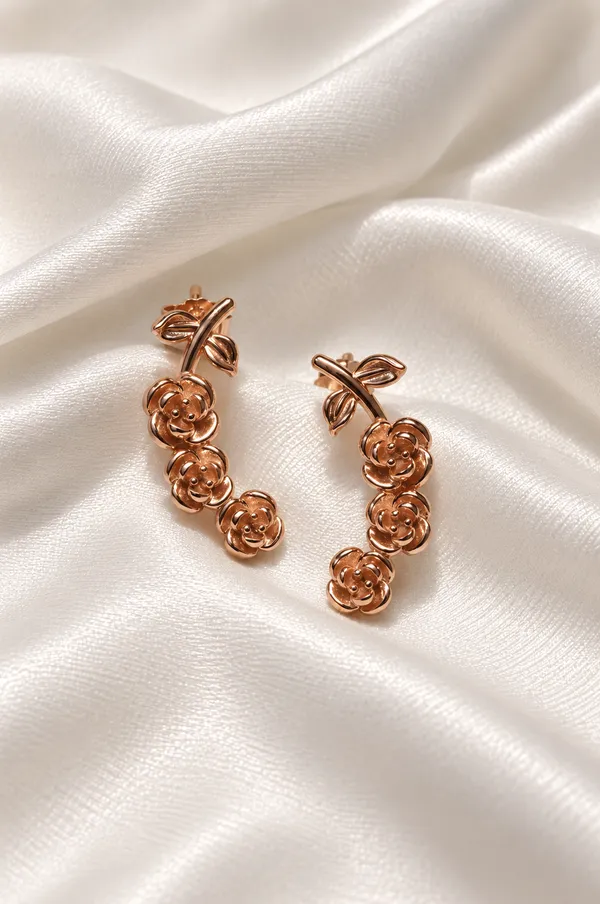 925_Silver_Rose_Gold_Florals_Hoop_Earring_For_Women