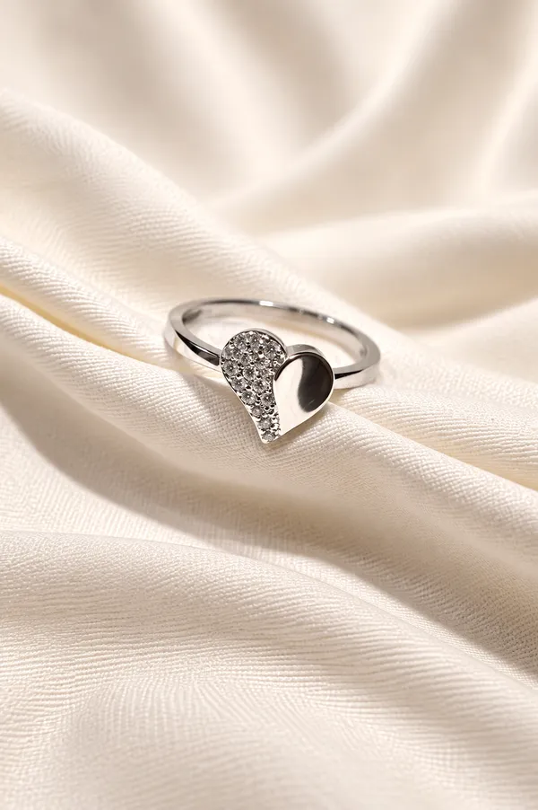 925_Silver_Heart_Shape_/_Half_Cz_Pave_Sparkle_Jewellery_Set_With_Ring