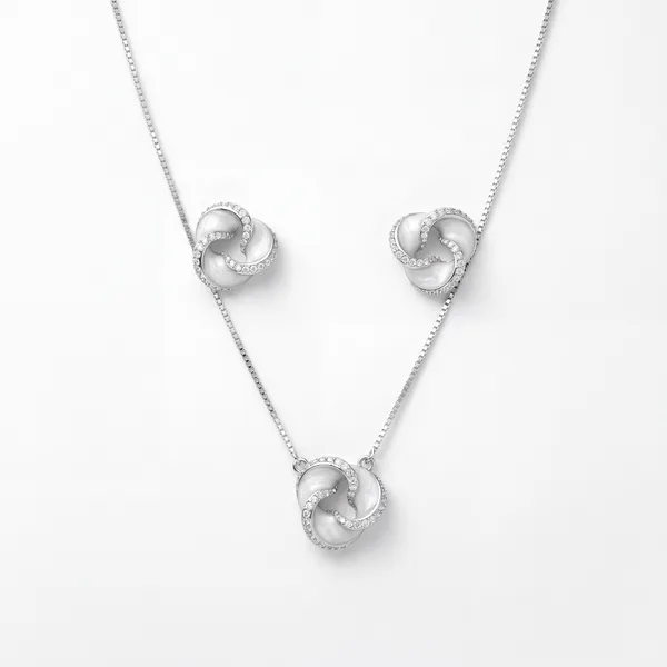 Silver_Interlocking_Knot_Necklace_And_Earrings_Set_For_Women